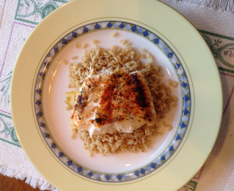 Grouper Fish Rice Wild Grouper on a bed of Seasoned Rice